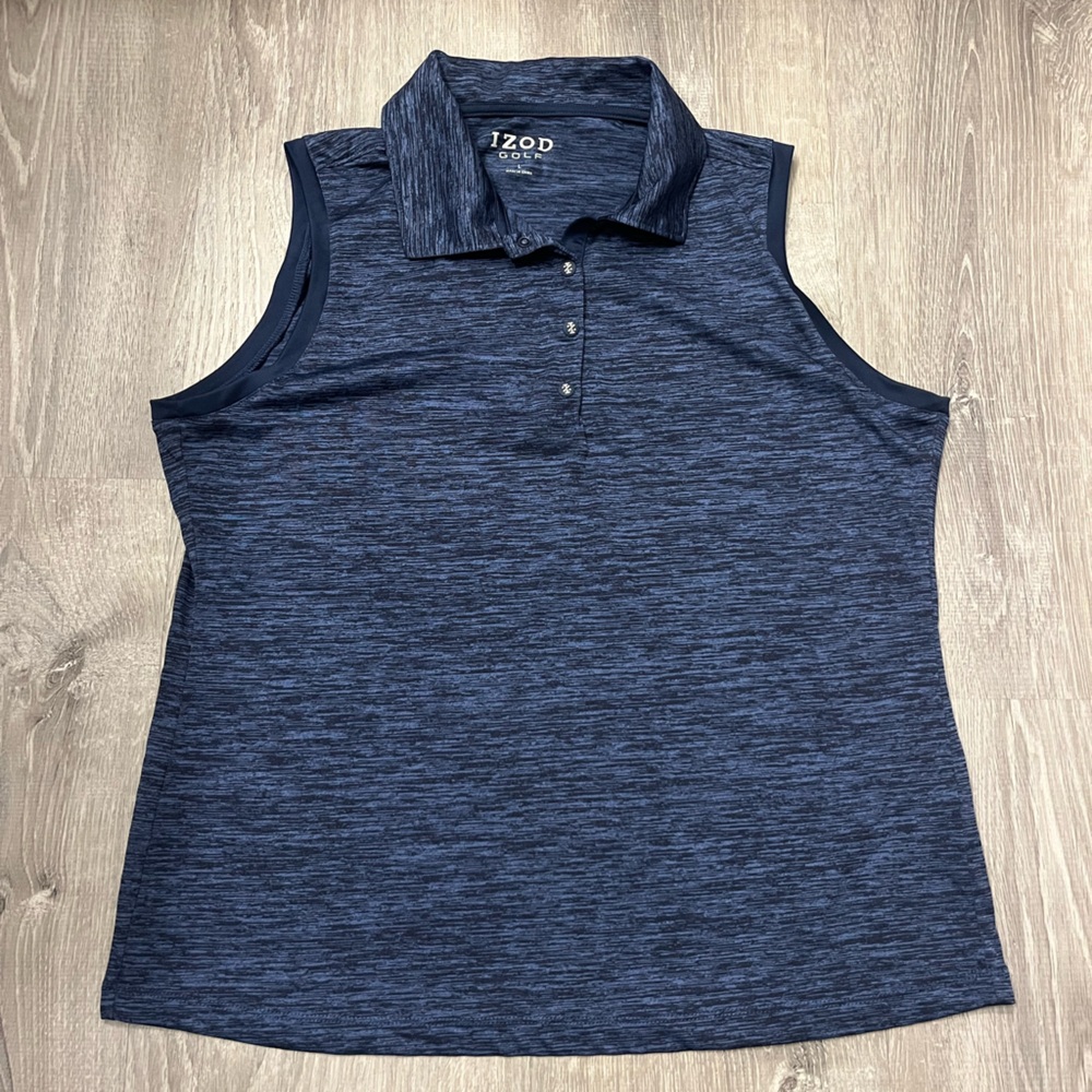 Women's IZOD Blue Sleeveless Golf Polo- Size Large- Pre-owned